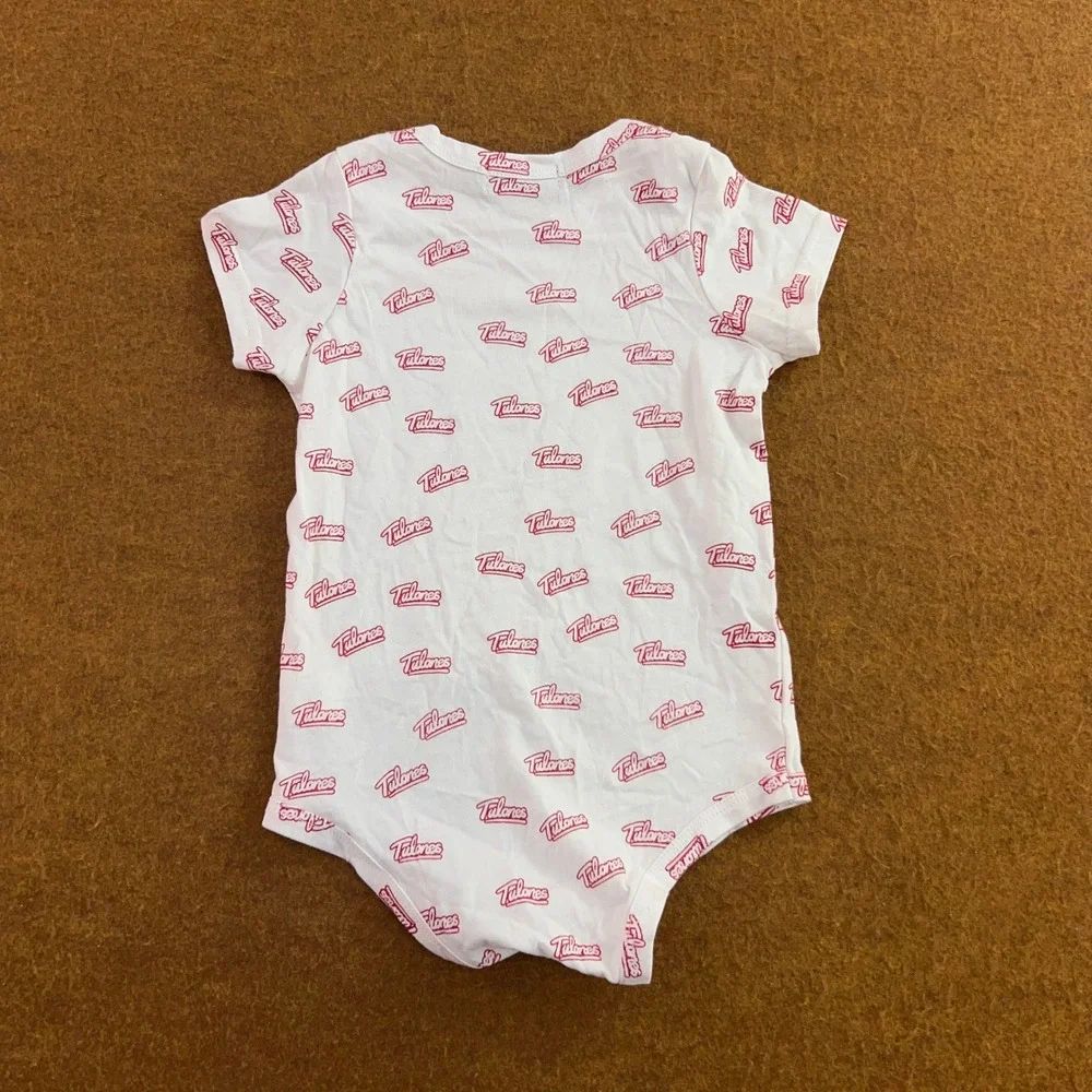 Tulones Unisex 12M White Red Logo Print Short Sleeve Bodysuit New
